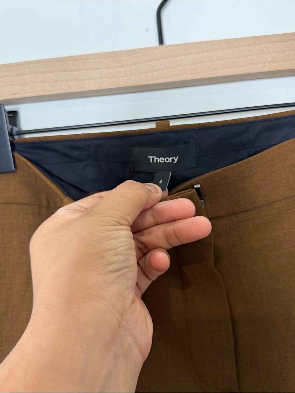 Theory Testra O Sevona Wool Blend Ankle Pants Brown Size 4 - Picture 3 of 6